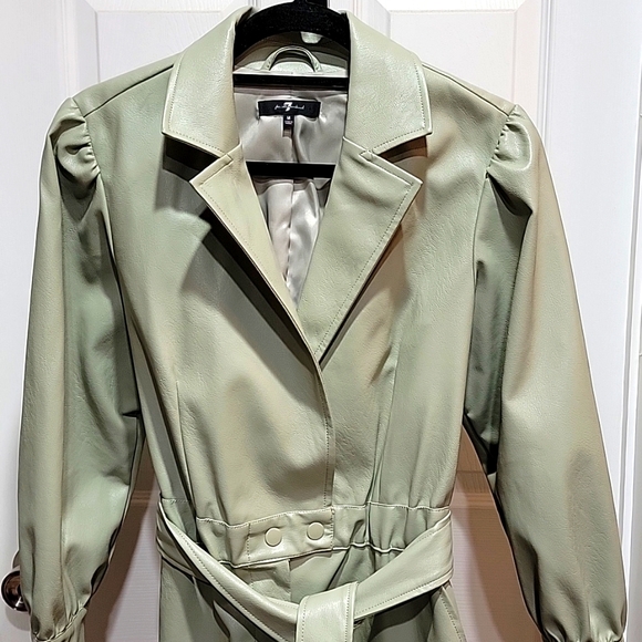 7 For All Man Kind x Revolve Collab Faux Leather Sage Green Romper Size Medium - Picture 2 of 11